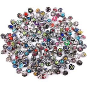 Honbay 20pcs 7/16 Inch Assorted Rhinestone Snaps Chunk Press Buttons for Snap Ginger Jewelry Making