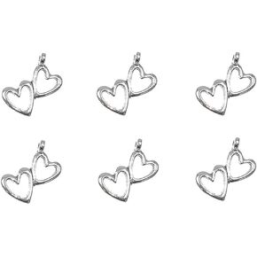 ALIMITOPIA 50pcs Double-heart Hollow-out Charm Heart-to-heart Pendant for DIY Necklace Bracelet Jewelry Making Findings(Antique Silver Tone)