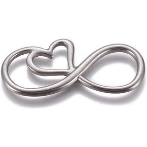 UNICRAFTALE 2pcs Infinity with Heart Links Stainless Steel Link Charm Hollow Linking Pendants for Necklace DIY Jewelry Making Crafts 40x19x2.5mm