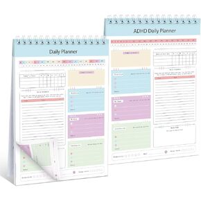 2 Pieces ADHD Daily Planner Neurodivergent ADHD Planner for Adults 100 Tear Off Undated Daily Planner Weekly Schedule Daily Planner Journal ADHD Journal for Disorganized People
