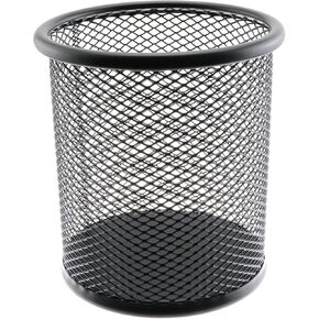 1-Pack Mesh Pen Holder Square Shape Pencil Container Multipurpose Metal Hollow Out Desktop Storage Organizer for Student Stationery Office Supplies(Black)