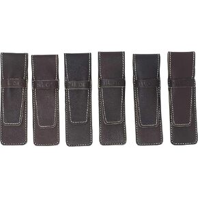 Full Grain Thin Soft Genuine Leather Single Pen Case Holder Pouch Sleeve Protector Pens Pencils Pencases (Black Cow, Set of 1) in Kuwait