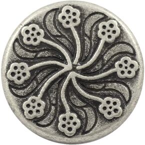 إطار 12 قطعة زهرة تزدهر أزرار ساق المعادن الفضية العتيقة. 20 مم (3/4 بوصة) (الفضة العتيقة) in Kuwait