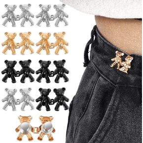 9 Pairs Jeans Button Tightener,Bear Jean Tightener for Waist, Cute Metal Bear Jean Buttons for Loose Jeans,Button Pins for Jeans Clothing Dresses Skirts No Sewing Decoration Accessories