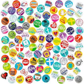 Fun Express Religious Mini Button Assortment - Colorful Jewelry Buttons for Crafts, Gifts, and Collecting - Variety Pack - 200-Piece