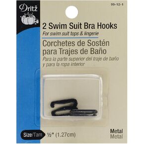 Dritz 99-12-1 Metal Swim Suit Bra Hooks, Black, 1/2-Inch 2-Count