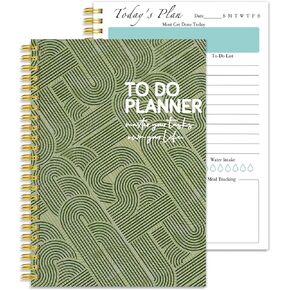 120 Pages Daily Planner Book with Spiral Bound, Undated To Do List Notepad One Page Per Day to Easily Organize Your Tasks And Boost Productivity For Women Men, Aesthetic School or Office Supplies - Black