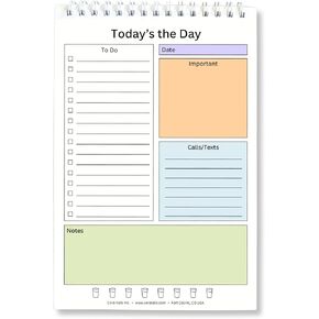 To Do List Notepad: 100 Lists, 5.5 x 8.5" Spiral Daily Planner Notebook, Task Checklist Organizer Agenda Pad for Work, Home & School, Note Organization ToDo Notepads to Manage Daily Tasks, Minimalist