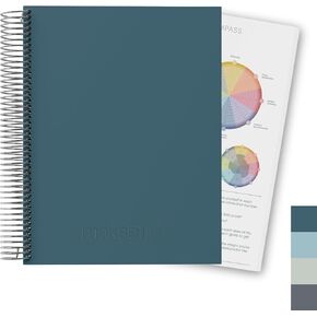 A5 Quarterly Undated Goal-Setting + Daily Planner - 120 GSM Recycled Paper, Luxe Vegan Leatherette Cover, MäksēLife Goal-Setting System, Full Daily Planning Pages (Sky Blue)