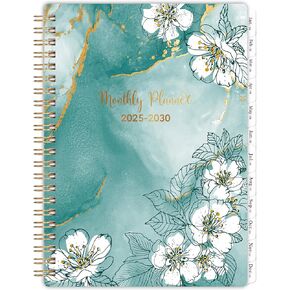 Monthly Planner 2025-2030 - 5 Year Planner 2025-2030, 5 Year Calendar Spiral Bound, Jul. 2025 - Jun. 2030, 6.3" x 8.4", Durable Polypropylene Cover, Twin-Wire Binding + Tabs - Floral