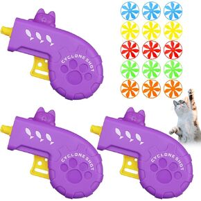Sumind 18 Pieces Cat Fetch Tracking Interactive Toys with 5 Colors Flying Propellers for Indoor PET Cat Kitty Training Chasing (Purple, Cat)