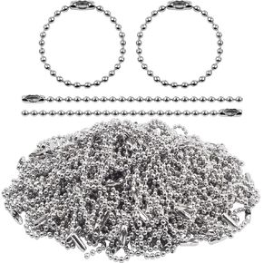 Jdesun 200 Pieces 100mm Long Bead Connector Clasp Ball Chain Keychain Tag Key Rings for Jewelry Making Accessories, 2.4 mm Diameter
