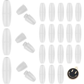 Breakaway Clasps for Necklaces, Plastic Bead Barrel Connectors 30 Sets Black Breakaway Safety Clasps for 2.5mm Lanyards Perfect DIY Craft Accessories for Jewelry Making (White)