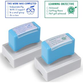 This Work was Completed and Learning Objective Self Inking Stamp Teacher Back to School Teacher Stamps Set for Grading Teacher Must Haves Classroom Supplies Rubber Stamp (Blue)