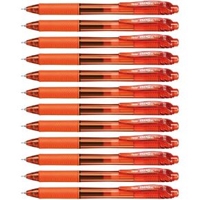 Pentel EnerGel-X Retractable Liquid Gel Pen (0.5mm) Needle Tip, Fine Line, Orange Ink, Box of 12 (BLN105-F)