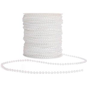 Pearl Beads Garland, 6mm Pearl Garland, String of Pearls, 82FT Faux Pearl Strand Roll, White Pearl Beads Garland for DIY Craft Christmas Tree Wedding Party Supplies Flowers Decoration (Ivory)