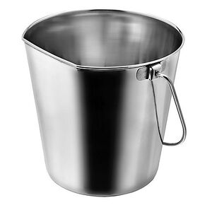 Stainless Steel Bucket For Pets (1-Quart) – Flat Back Pail w/out Hooks – Food & Water Pail For Cats & Dogs
