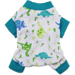 DroolingDog Small Dog Pajamas Dog Pjs for Medium Dogs Doggie Onesie for Small Dogs with Dinosaur Pattern