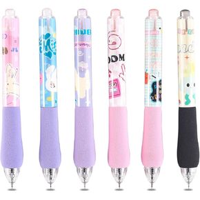 Retractable Gel Pens Unvoltage Gel Ink Rollerball Pen Set Cute Creative 0.5 mm Black Ink Writing Pens Set of 6