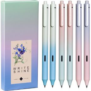 XIZE SH Black Ink Als للكتابة ، أخذ الملاحظات 0.5 ملم Fineliner Silent Pressing Cute Pens ، 6 Count ، Barrel Green