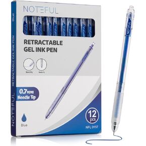 Sleek Retractable Gel pens 0.7mm Needle Tip Pen for Journaling Note Taking, School Supplies, Office Supplies and Smooth Writing (Pack of 12) (Blue, 1 Count (Pack of 12))