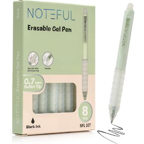 Retractable Erasable Gel Pens Clicker, Fine Point 0.7, Premium Comfort Grip for Smooth Writing Planner and School Supplies (Black, 1 Count (Pack of 8))
