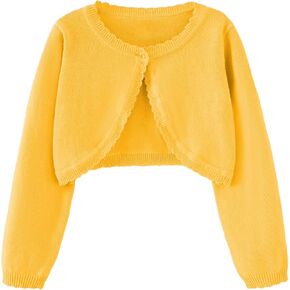 Girls Bolero Cardigan Sweater Toddler Kids Long Sleeve Button Knit Shrug Cropped Cover Up Jacket Tops