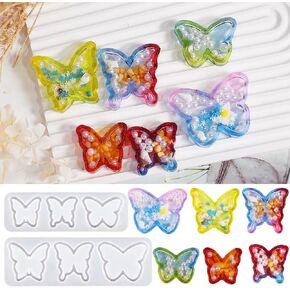 2PCS Butterfly Shaker Molds Butterfly Shape Quicksand Silicone Mold Keychain Resin Molds Butterfly Silicone Molds for Epoxy Resin DIY Charm Pedant Necklace Jewelry Art Craft