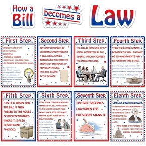 party greeting 11pcs American Bill and Law Bulletin Board Set US Government and History Bulletin Board Social Studies Classroom Decor Study Material for Teacher Middle School High School Decorations