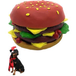 XL Cheeseburger Dog Toy - Big Squeaky Dog Toy - Natural Rubber (Latex) - Large Breed Dogs - 5.5" Diameter & 4" high - Free from Harmful Chemicals