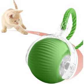 Interactive Cat Toy Ball, 2025 Upgraded Automatic Moving Cat Balls, 360° Smart Rolling Cats Toys for Bored Indoor Adult Cats and Kitty (Green, 1 PCS)