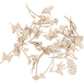 Amosfun 30pcs Laser Cut Wood Embellishment Hollow Out Wooden Rose Flower Shape Wood Discs Unfinished Wood Cutout for Arts Crafts DIY Decoration