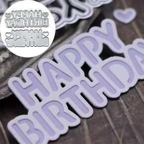 Heart Happy Birthday Metal Die Cuts Cutting Dies Paper Cards Cutting Dies Cut Stencils for DIY Embossing Card Making Book Tags Decorative Paper Dies Scrapbooking