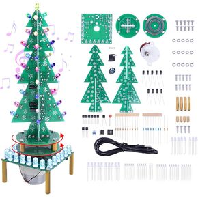 3D RGB LED TROPETINT TREE TREE SOLDERING KIT ، Pemenol DIY Soldering Kit Kit Colorful Musical Christmas Tree Fun Electronic Project Kit for Christmas Decoration Home Family Friends