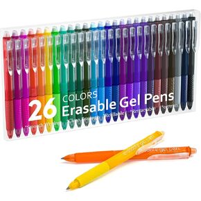 Erasable Gel Pens, 12 Colors Retractable Fine Point Erasable Pens Clicker, Assorted Color Inks, Make Mistakes Disappear for Drawing Writing Planner and Crossword Puzzles