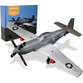 Air Force Series P-51 Mustang Fighter Airplane Military Building Set Adult Gift Compatible with Lego (258 Pieces)