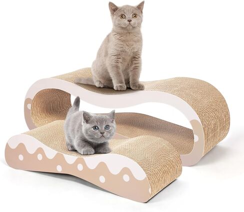 FluffyDream 2 in 1 Cat Scratcher Cardboard Lounge Bed, Cat Scratching Post, Durable Board Pads Prevents Furniture Damage,Large,Checkerboard in Saudi Arabia