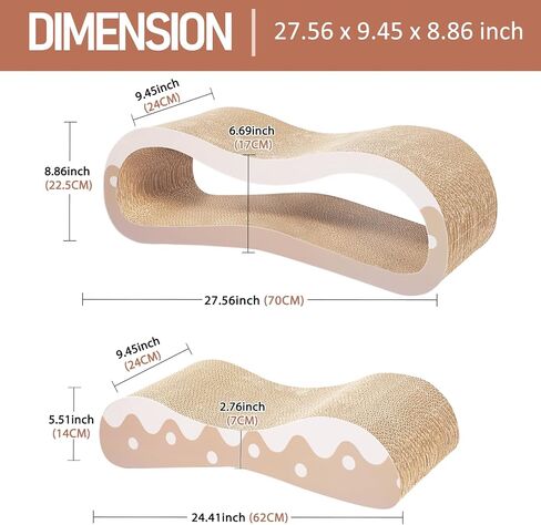 FluffyDream 2 in 1 Cat Scratcher Cardboard Lounge Bed, Cat Scratching Post, Durable Board Pads Prevents Furniture Damage,Large,Checkerboard in Saudi Arabia