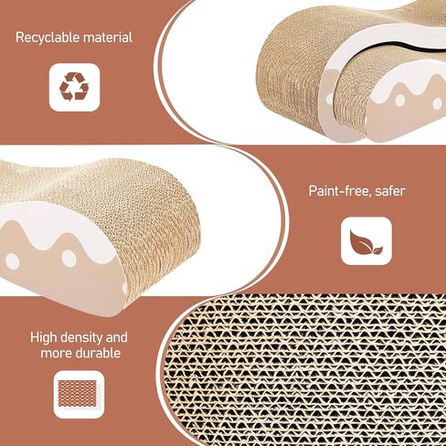 FluffyDream 2 in 1 Cat Scratcher Cardboard Lounge Bed, Cat Scratching Post, Durable Board Pads Prevents Furniture Damage,Large,Checkerboard in Saudi Arabia