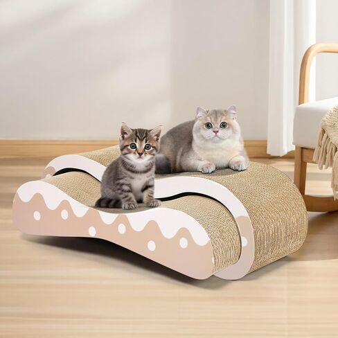 FluffyDream 2 in 1 Cat Scratcher Cardboard Lounge Bed, Cat Scratching Post, Durable Board Pads Prevents Furniture Damage,Large,Checkerboard in Saudi Arabia