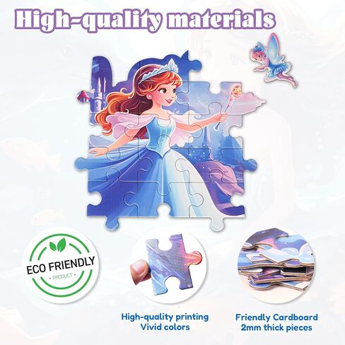 Princess Floor Puzzles for Kids Ages 4-6, 47 Pieces Pretty Princess & Sea Jigsaw Puzzles for Kids Girls Ages 3-5, Learning Educational Floor Puzzles Toys Great Gifts in Saudi Arabia