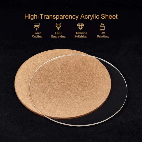 BENECREAT 5PCS 5 Inch Clear Acrylic Sheet Round Circle Dis Acrylic Sheet for Decoration, Office Sign, Coasters and Other DIY Project, 3mm Thick in Saudi Arabia