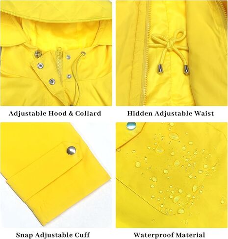 Bloggerlove Rain Jacket for Women Waterproof with Hood Trech Coat for Women Lightweight Raincoats Long Windbreaker in Kuwait