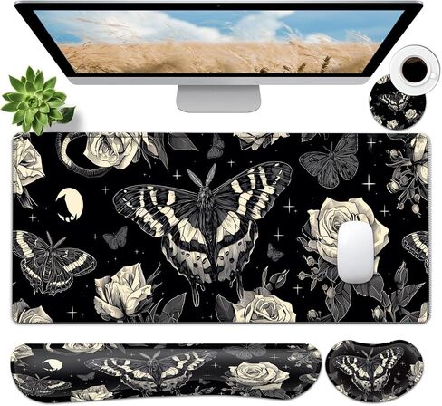 JVGFYNKL Large Gaming Mouse Pad Set, Ergonomic Memory Foam Keyboard Wrist Rest Support + Mouse Wrist Rest + Extended Desk Mat with Non-Slip Rubber Base, Sunflower 1 Patern Desk Pad in Kuwait
