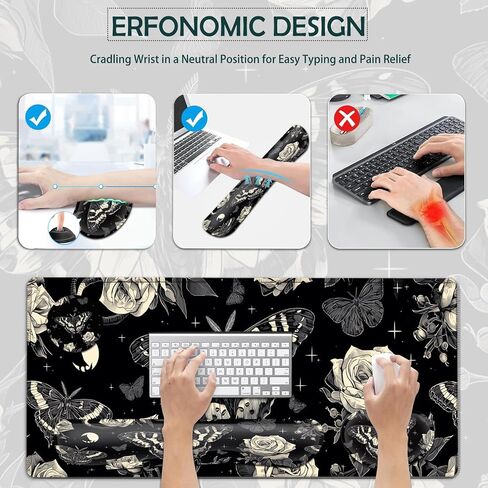 JVGFYNKL Large Gaming Mouse Pad Set, Ergonomic Memory Foam Keyboard Wrist Rest Support + Mouse Wrist Rest + Extended Desk Mat with Non-Slip Rubber Base, Sunflower 1 Patern Desk Pad in Kuwait