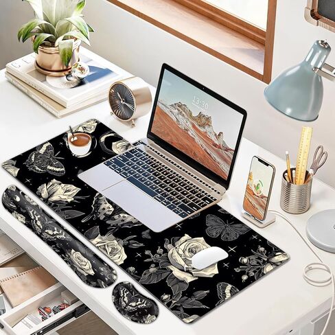 JVGFYNKL Large Gaming Mouse Pad Set, Ergonomic Memory Foam Keyboard Wrist Rest Support + Mouse Wrist Rest + Extended Desk Mat with Non-Slip Rubber Base, Sunflower 1 Patern Desk Pad in Kuwait