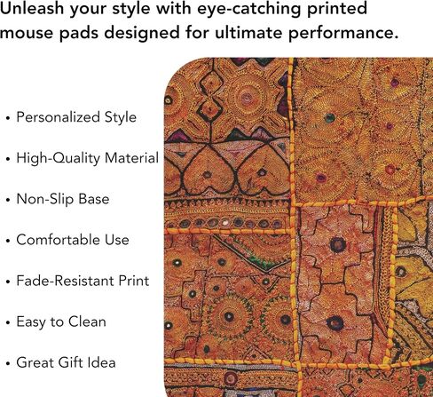 Mouse Pad, Premium-Textured Mouse Mat, Non-Slip Rubber Base Mousepad for Laptop, Computer & PC,9.6×7.8 in (Rajasthani Hand Block Print) in Saudi Arabia