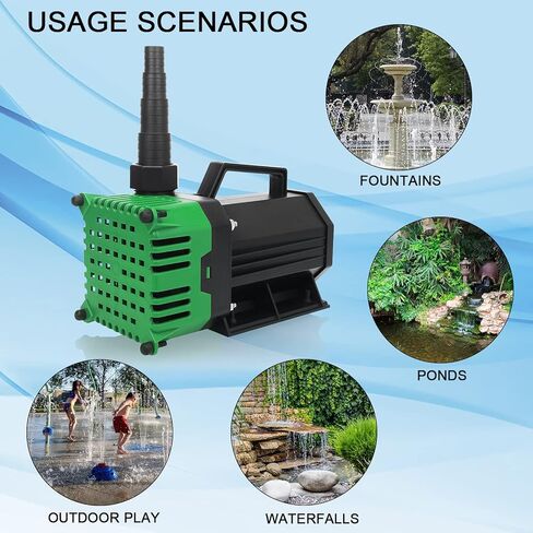 BARST Submersible Water Pump 150W High Flow Pond Pump with 25ft Power Cord Fountain Pump for Waterfall Koi Pond Fish Aquarium Tank Hydroponic with Pump Barrier Bag (5300GPH-GREEN) in Kuwait