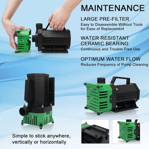 BARST Submersible Water Pump 150W High Flow Pond Pump with 25ft Power Cord Fountain Pump for Waterfall Koi Pond Fish Aquarium Tank Hydroponic with Pump Barrier Bag (5300GPH-GREEN) in Kuwait