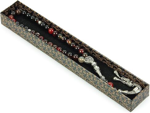 Ihvan Online ، حبات الصلاة الإسلامية (8 ملم - 33 حبات) ، حبة حجرية مسلمة حبة ، Daily Dhikr Tasbeeh ، Subha Tasbih Gift for Ramadan Haj Amrah ، Tiger Eye Stone Muslim Roslim ، Brown in Kuwait